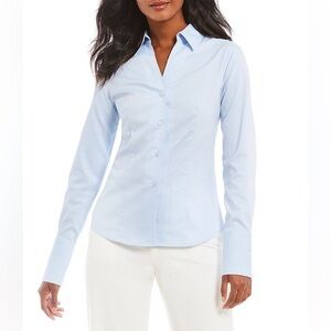 NWT Calvin Klein Wrinkle-Free Pinpoint Oxford Blouse 8